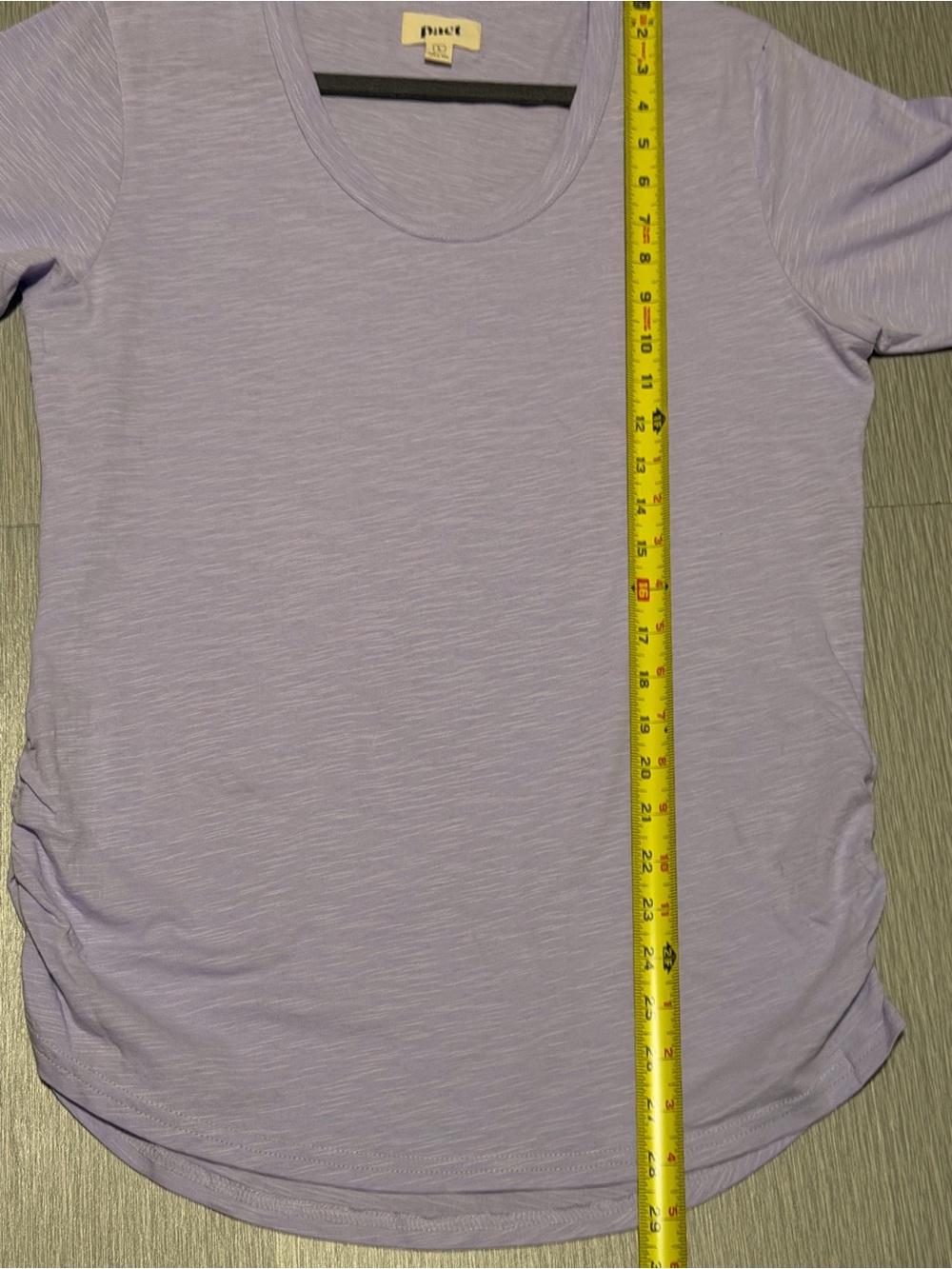 Pact Maternity Organic Cotton Lavender Ruched Side Tee Top Women’s Large - Picture 5 of 9